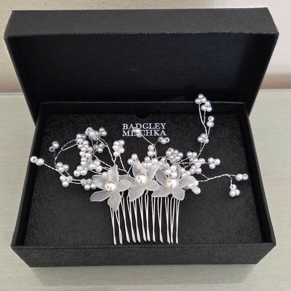 Badgley Mischka Pearl Hair Comb bridal - Picture 1 of 6